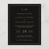 Einfache Schwarz-Gold-Hochzeitsreise