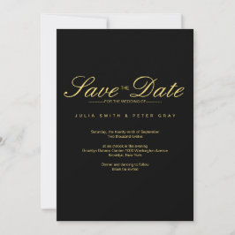 Einfache Schwarz-Gold-Save the Date-Hochzeit Einladung