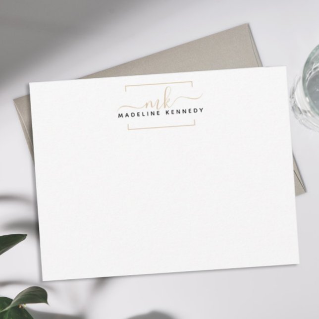 Einfache Schwarz-Gold-Square-Monogramm Mitteilungskarte (Von Creator hochgeladen)