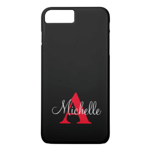 Einfache Schwarz-Grau-Rot Ihre Monogramm Personali Case-Mate iPhone Hülle