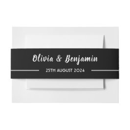 Einfache Schwarz-Handschrift-Hochzeit Einladungsbanderole