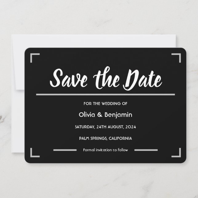Einfache Schwarz-Handschrift-Hochzeit Save The Date (Vorderseite)