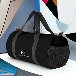 Einfache Schwarz-Minimal-Monogramm und Name Duffle Bag