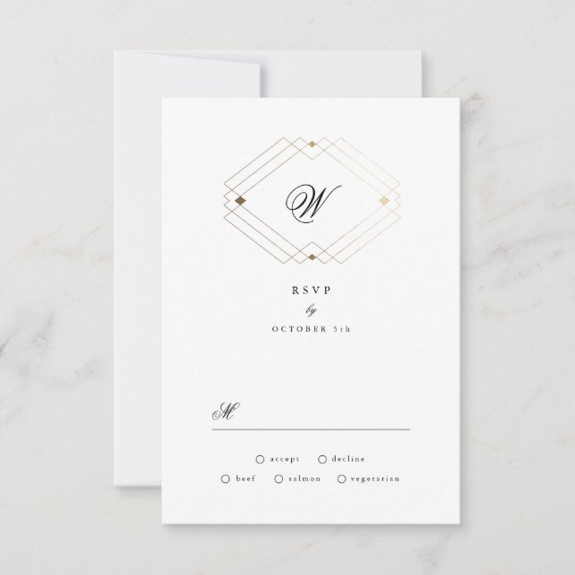 Einfache Schwarz-Moderne Geometrische Hochzeit RSVP Karte (Vorderseite)