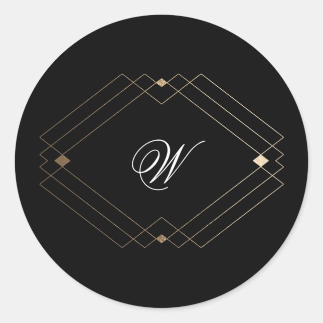 Einfache Schwarz-Moderne Geometrische Hochzeit Runder Aufkleber (Vorderseite)