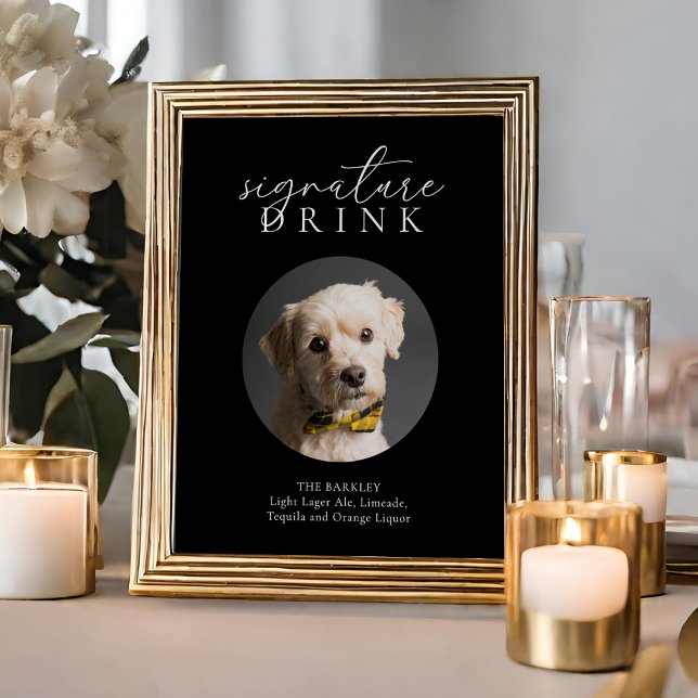 Einfache Schwarz-Moderne Tiersignatur Trinkzeichen Poster (Von Creator hochgeladen)