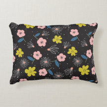 Einfache Schwarz-Rosa-Illustration Blumenmuster