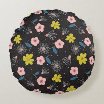 Einfache Schwarz-Rosa-Illustration Blumenmuster