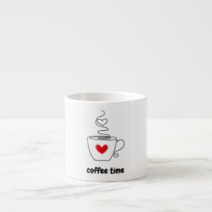Einfache Schwarz-Rot-Illustration Kaffeezeit-Tasse Espressotasse