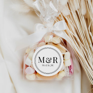 Einfache Schwarz-Script-Gastgeschenk Hochzeit-Stic Runder Aufkleber