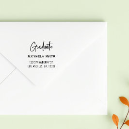 Einfache Schwarz-Script-Graduate-Rücksendeadresse Permastempel