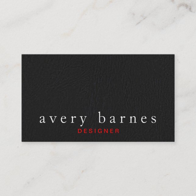 Einfache schwarz-texturierte Leder aussehen Berufl Visitenkarte (Vorderseite)
