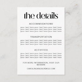 Einfache Schwarz-Typografie-Vorlage für Hochzeitde Begleitkarte