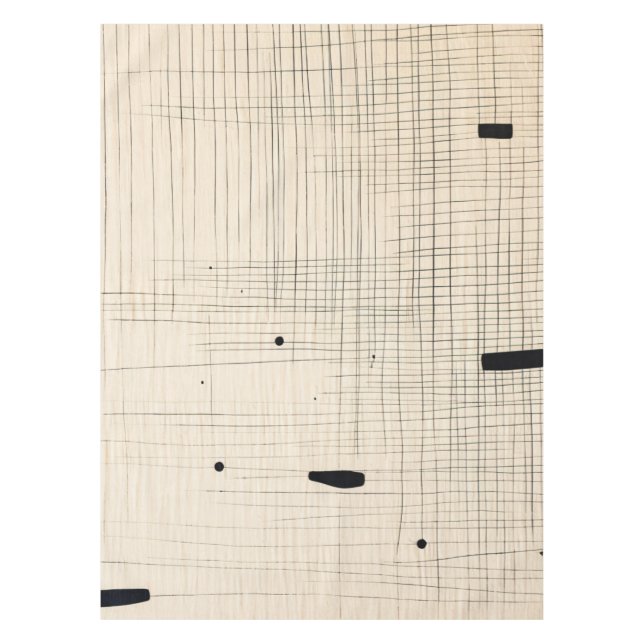 Einfache Schwarz und Beige Japandi Tischdecke (Vorderseite)