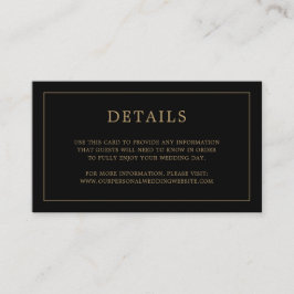Einfache Schwarz und Gold Monogram Elegante Hochze Begleitkarte