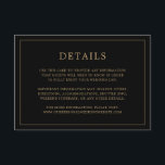 Einfache Schwarz und Gold Monogram Elegante Hochze Begleitkarte<br><div class="desc">Einfache Hochzeitszimmerkarte mit modernem, aber elegantem Design mit Details, die von einem dünnen Rand umgeben sind. Der gesamte Text ist in Gold auf schwarzem Hintergrund. Die Schriftart und Hintergrundfarben können durch Anklicken des Buttons "Anpassen" in beliebig viele Farben geändert werden. Ein elegantes und stilvolles Design, das sich ideal für ein...</div>