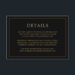 Einfache Schwarz und Gold Monogram Elegante Hochze Begleitkarte<br><div class="desc">Einfache Hochzeitszimmerkarte mit modernem, aber elegantem Design mit Details, die von einem dünnen Rand umgeben sind. Der gesamte Text ist in Gold auf schwarzem Hintergrund. Die Schriftart und Hintergrundfarben können durch Anklicken des Buttons "Anpassen" in beliebig viele Farben geändert werden. Ein elegantes und stilvolles Design, das sich ideal für ein...</div>