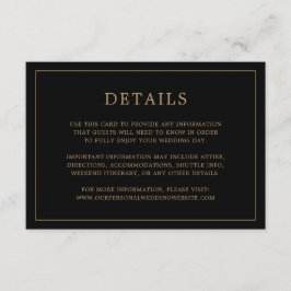 Einfache Schwarz und Gold Monogram Elegante Hochze Begleitkarte