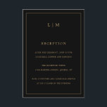 Einfache Schwarz und Gold Monogram Elegante Hochze Begleitkarte<br><div class="desc">Einfache Hochzeitskarte mit modernem und dennoch elegantem Design, oben mit Ihrem zweistelligen Monogramm, sowie mit den Informationen Ihres Empfangs, umgeben von einer dünnen Grenze. Alle Designelemente sind in Imitaten goldfarben auf schwarzem Hintergrund und können im Designbearbeitungstool geändert werden. Ein elegantes und stilvolles Design, das sich ideal für ein minimalistisches Paar...</div>