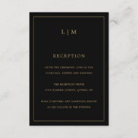 Einfache Schwarz und Gold Monogram Elegante Hochze