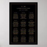 Einfache Schwarz und Gold Monogram Elegante Hochze