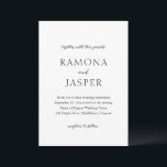Einfache Schwarz und Weiß Moderne Hochzeit Einladung<br><div class="desc">Elegante Hochzeitseinladung mit einem einfachen und minimalen Design. Klassisches Layout mit Ihren Namen in großen Schriften für eine moderne Drehung dieser traditionellen Stileinladung. Dieses Schwarz-Weiß-Design kann auf jede Farbe geändert werden,  die Sie im Designbearbeitungstool auswählen. Diese Einladung ist perfekt für eine feierliche Hochzeit.</div>