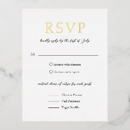 Einfache Schwarz und Weiß Moderne Hochzeit Folie Einladungspostkarte