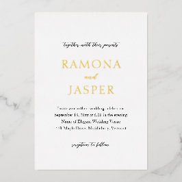 Einfache Schwarz und Weiß Moderne Hochzeit Folieneinladung