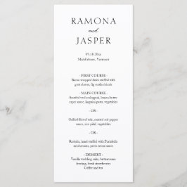 Einfache Schwarz und Weiß Moderne Hochzeit Menükarte
