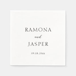 Einfache Schwarz und Weiß Moderne Hochzeit Serviette