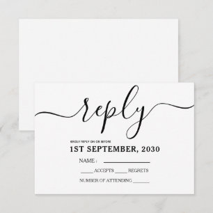 Einfache Schwarz-Weiß-Antwort-RSVP-Karte RSVP Karte