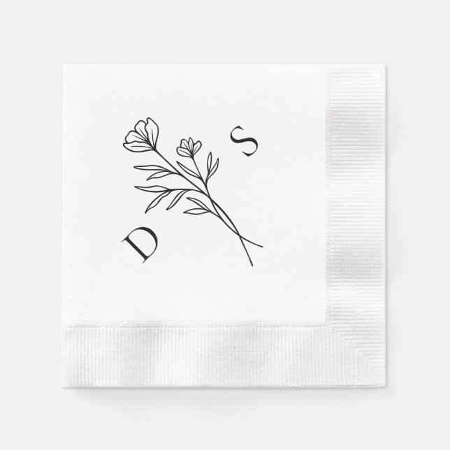 Einfache Schwarz-Weiß-Bläschen-Monogramm-Hochzeit Serviette (Vorderseite)