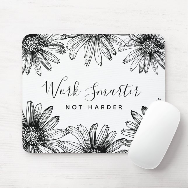 Einfache Schwarz-Weiß-Blume Mousepad (Mit Mouse)