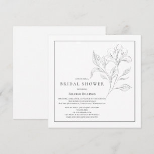 Einfache Schwarz-Weiß-Brautparty-Blumen Einladung