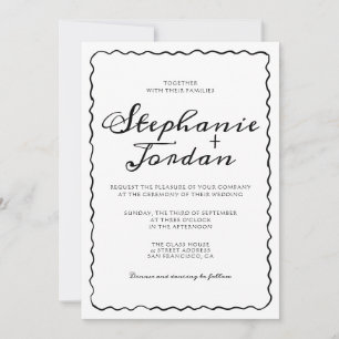 Einfache Schwarz-Weiß-Brille-Hochzeit Einladung