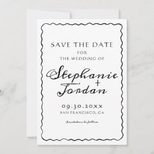 Einfache Schwarz-Weiß-Brille-Hochzeit Save The Date