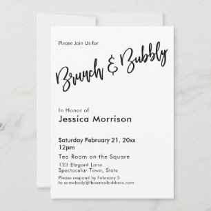 Einfache Schwarz-Weiß-Brunch- und Bubbly-Typografi Einladung