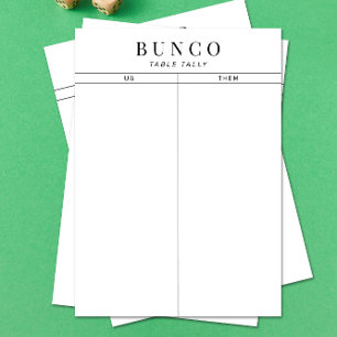 Einfache Schwarz-Weiß-Bunco-Talkarte Einladung