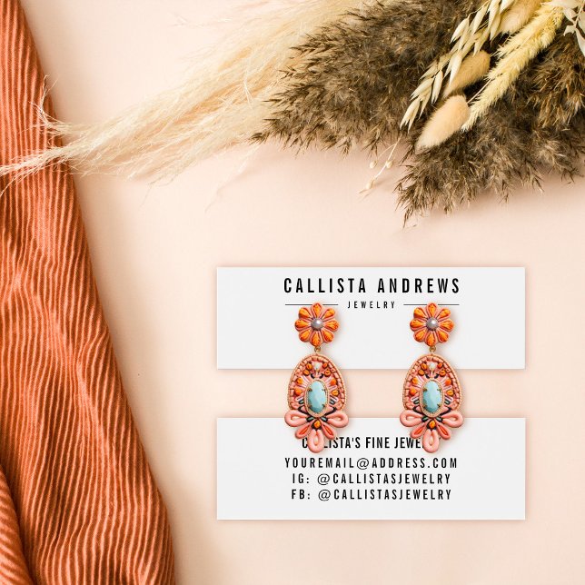 Einfache Schwarz-weiß-Center-Earring-Display-Karte (Von Creator hochgeladen)