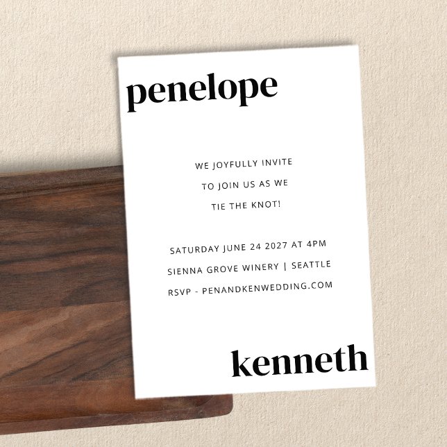 Einfache Schwarz-weiß-Chic-Hochzeit Einladung (Von Creator hochgeladen)