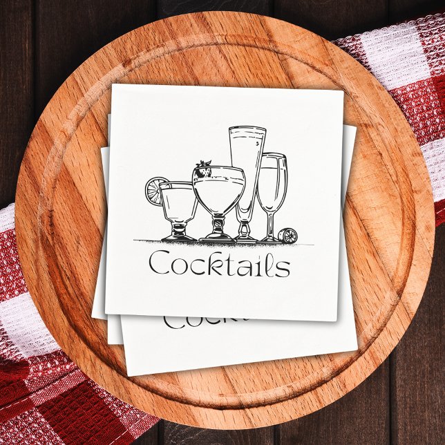 Einfache Schwarz-Weiß-Cocktails Napkin Serviette (Von Creator hochgeladen)