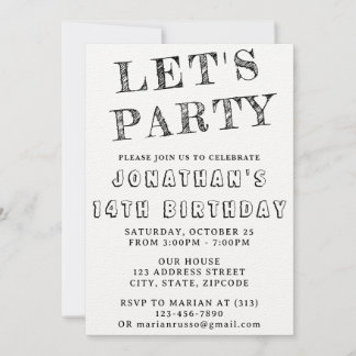 Einfache Schwarz-Weiß-Einladung zum Geburtstag | J Einladung