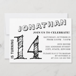 Einfache Schwarz-Weiß-Einladung zum Geburtstag | J Einladung