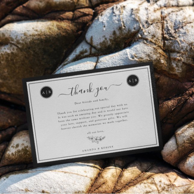 Einfache Schwarz-Weiß-Elegant Dankeskarte (Von Creator hochgeladen)