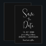 Einfache Schwarz/Weiß Elegant Minimalistisch Save The Date<br><div class="desc">Einladungen zur Hochzeit,  elegante Einladungen zur Hochzeit,  moderne Einladungen zur Hochzeit,  Typografie,  einfache,  minimalistische,  moderne,  saubere Frühjahrskalligraphie,  whimsical Typografie,  klassische Schriftzeichen-Typografie, </div>