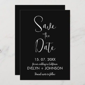 Einfache Schwarz/Weiß Elegant Minimalistisch Save The Date