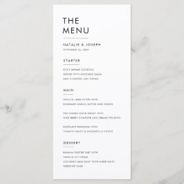 Einfache Schwarz-Weiß-Elegante Hochzeitsnacht Menükarte