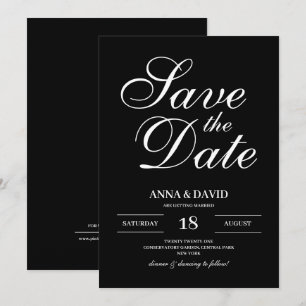 Einfache Schwarz-Weiß-Eleganz Save the Date Einladung