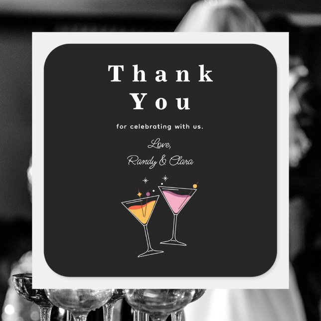 Einfache Schwarz-Weiß-Eleganz Vielen Dank Quadratischer Aufkleber (Von Creator hochgeladen)