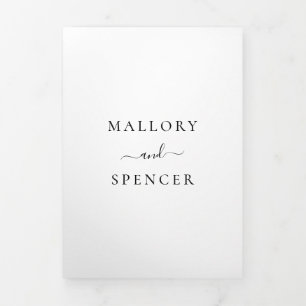 Einfache Schwarz-Weiß-Foto-Monogramm-Hochzeit Dreifach Gefaltete Einladung